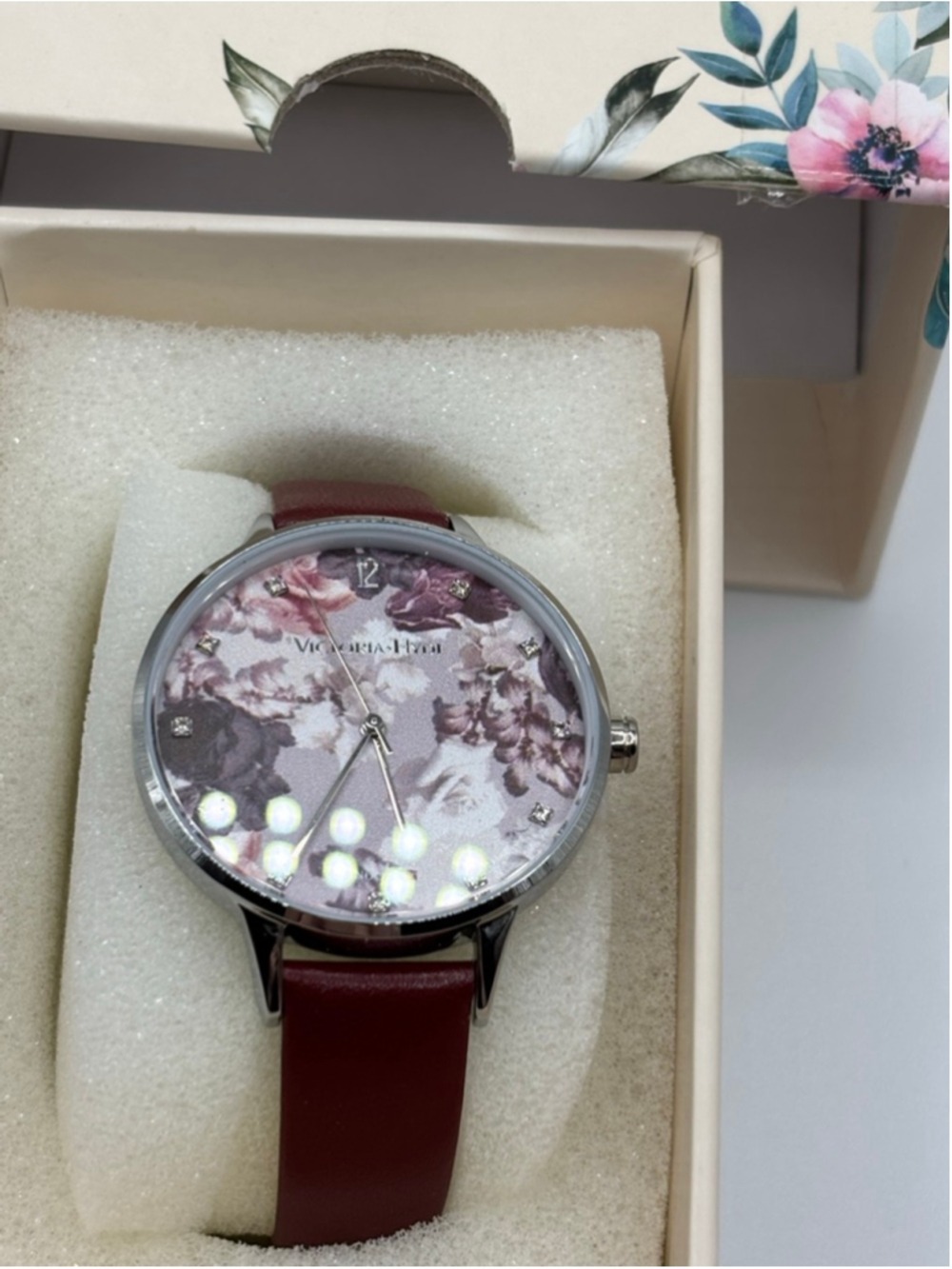 Victoria Hyde London Burgundy Floral Dial Watch - Picture 4 of 6